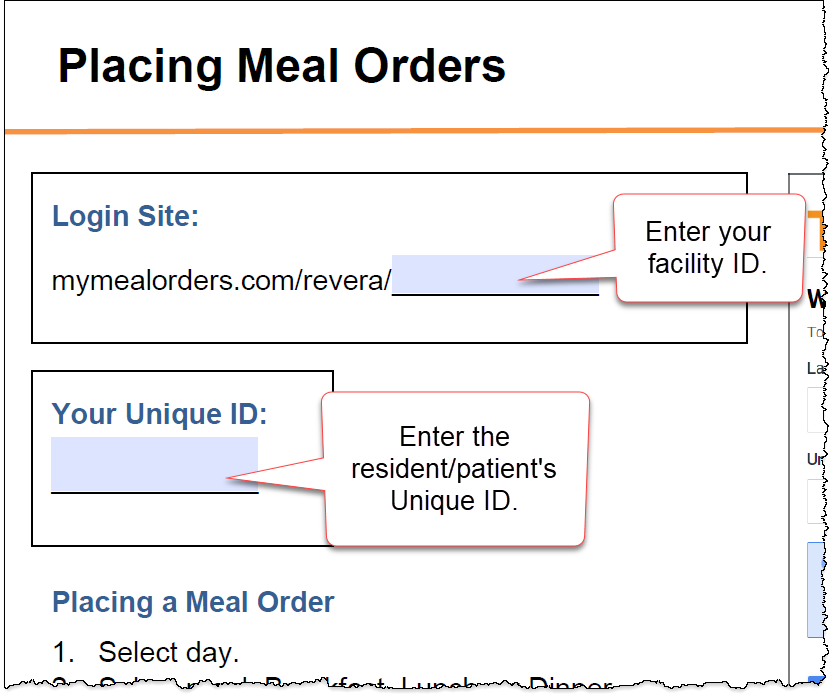 My Meal Orders Quick Guide Revera MealSuite Public